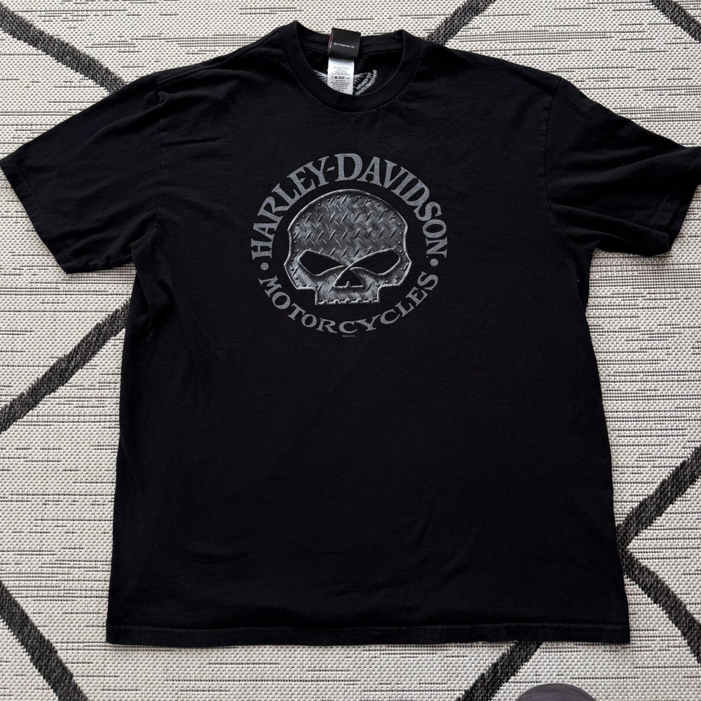 Harley Davidson Black Diamond Plate Skull Graphic Shirt XL Mile High Denver 2016